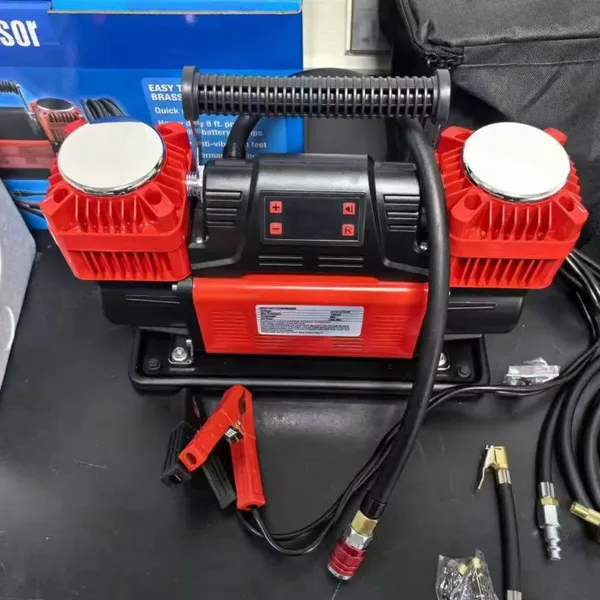 300LPM Heavy Duty 12V Twin Cylinder Air Compressor Portable Tire Inflator for 4x4 Off Road SUV Truck photo-2