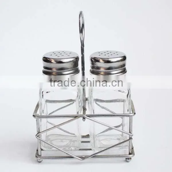 Amazon Supply Reliable High Quality Glass Seasoning Spice Jar Salt and Pepper Shaker Set With Rack