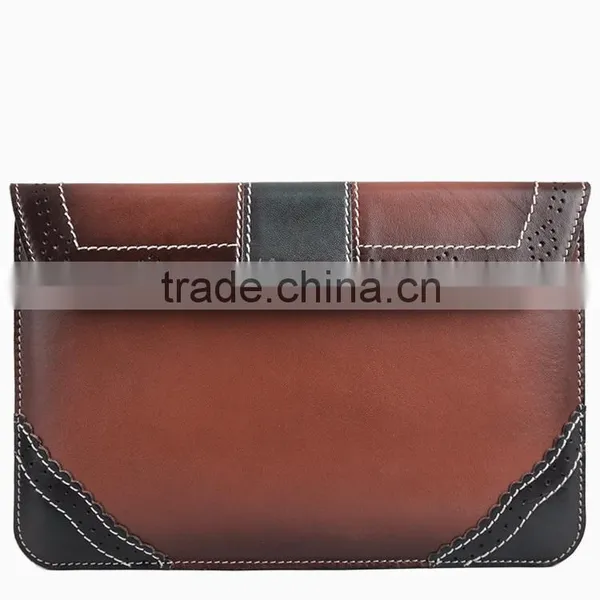 Vintage Style Brush-Off Leather Contrast Stitching Tablet Case With Hollow Out Design For IPad Mini3/Air2 OEM/ODM photo-2