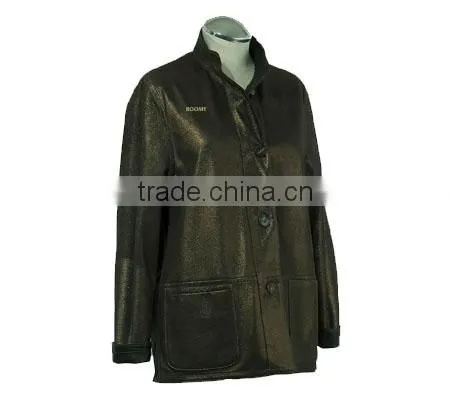 Ladies pu Leather Jacket in Apparel Stocks,Zipper Crop PU Leather Jacke