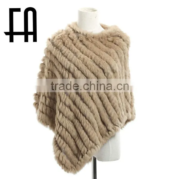 Factory Direct Wholesale Fashion Lady's Rabbit Knitted Fur Poncho photo-2