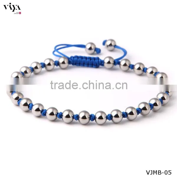China Knotted Beads Jewellery Custom Engraved Logo Metal Beads Eco-Friendly Non Allergic Bracelet photo-3