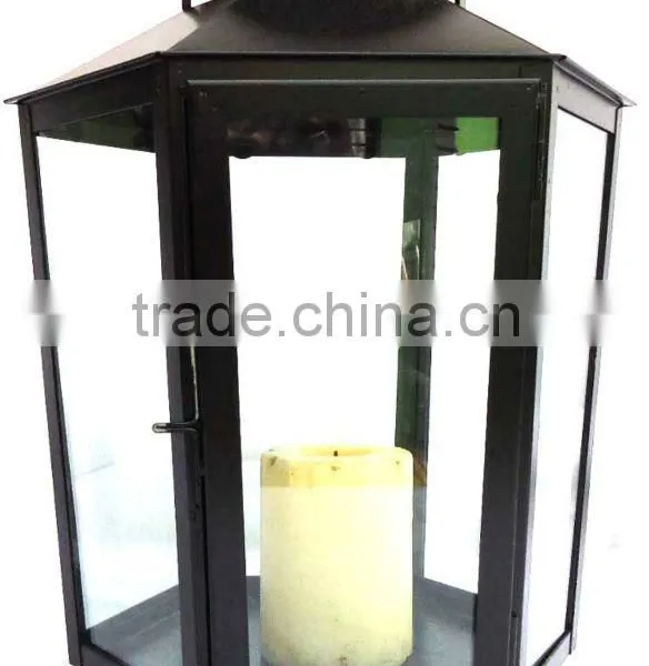 Candle Lantern Glass With Metal ST-1408