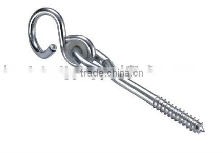 Steel Electric Galvanized 10.6*180mm Swing Hook With Bolt, Iron Thread photo-2