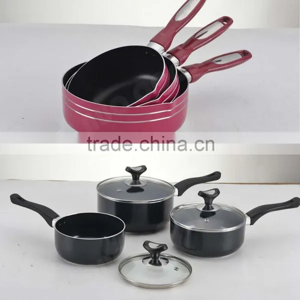 Pressed Aluminum Cookware Set(Non Stick Milk Pan,Sauce Pan, Pan ,with S/S Lid)