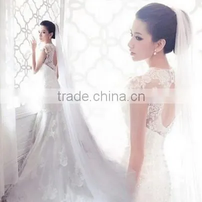 Women's Sweet White Slash Neck Wedding Dress photo-4