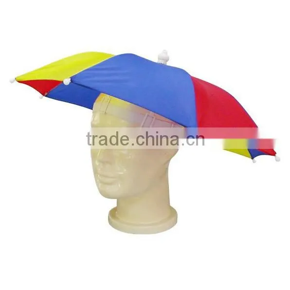 China Manufacturer 13 Inch Promotional Hat Umbrella, Head Umbrella, Hand Free Umbrella