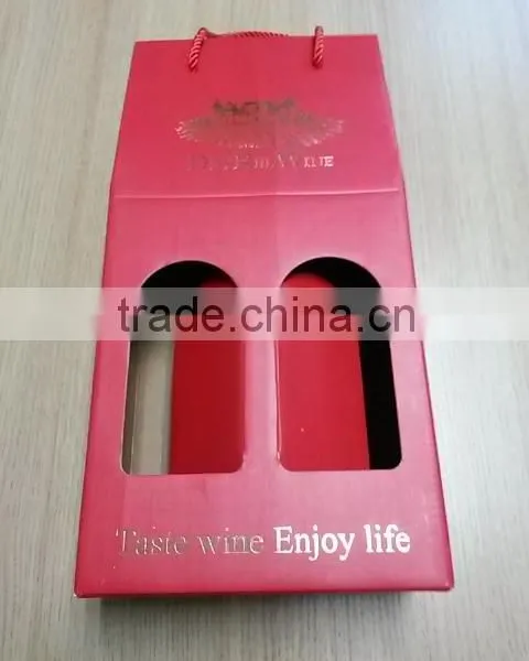 2016Customized Wholesale Elegant Hand Made Wine Paper Box for 2 Bottles photo-3