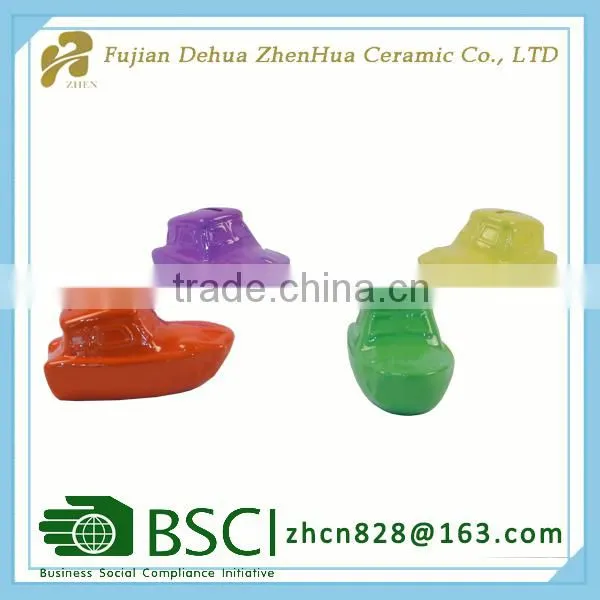 Ceramic Color Glazed Unique Mini Car Shape Coin Bank