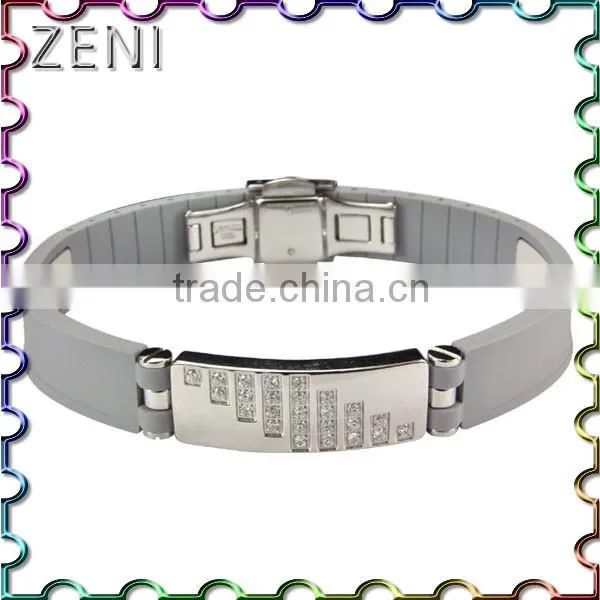 Fashion Silicone 316L Stainless Steel Energy Bracelet for Men photo-5