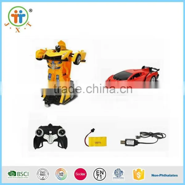 2016 Hot Sales Remote Control Changing Car RC Transform Robot Toy Car With USB and Charger