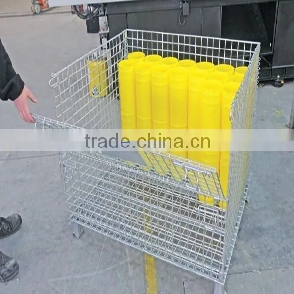hot dip galvanized foldable stackable heavy duty wire mesh storage-cage