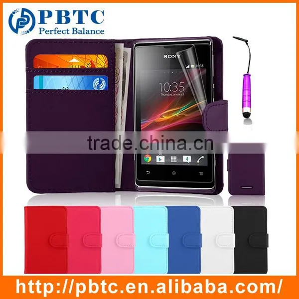 Set Screen Protector Stylus And Case For Sony Xperia E Dual C1605 , Leather Wallet White Phone Case photo-4