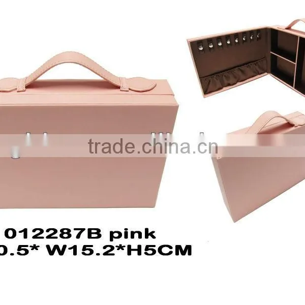 Square Fabric Travel Jewelry Box in Pink, NEW!