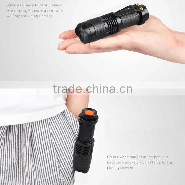 Aluminum UltraFire 7w 300lm Mini Led Flashlight Torch Adjustable Focus Zoom Light Lamp photo-4