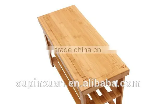 Portable Shoe Rack, Multi-Function Bamboo 3-tiers Storage Rack photo-4