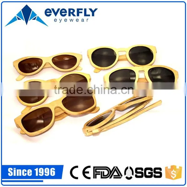 Fashion Round Dark Black Lens Bamboo Sunglasses in High Quality Standard