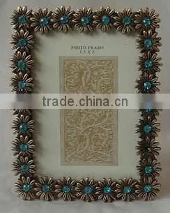 Jewel in Flower Decorated Metal Zinc Alloy Photo Frame for Home Decoration photo-3