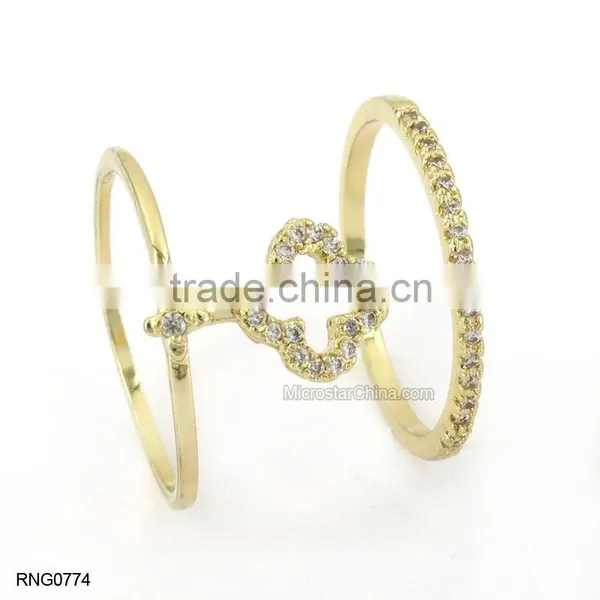 2015 Latest Design Diamond Copper Ring Plated Gold Wedding Ring Supplier photo-4