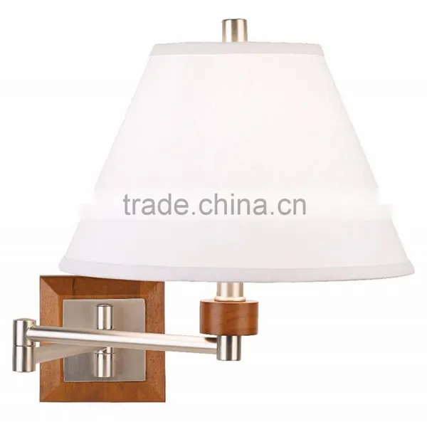 1031-2 Contemporary Room Accent Brushed Steel and Wood Plug-In Swing Arm Wall Lamp a Perfectly Modern Look photo-3