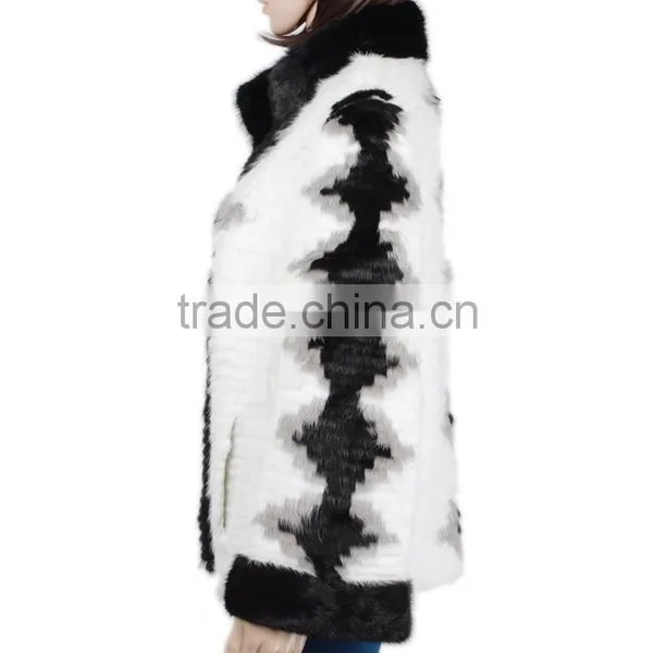 High Quality Fashion Mink Fur Coats Striped Mink Fur Coat KZ150099 photo-3