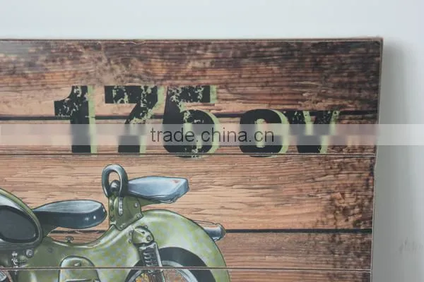 Vintage Metal Wood Wall Painting Hanging Decor photo-2
