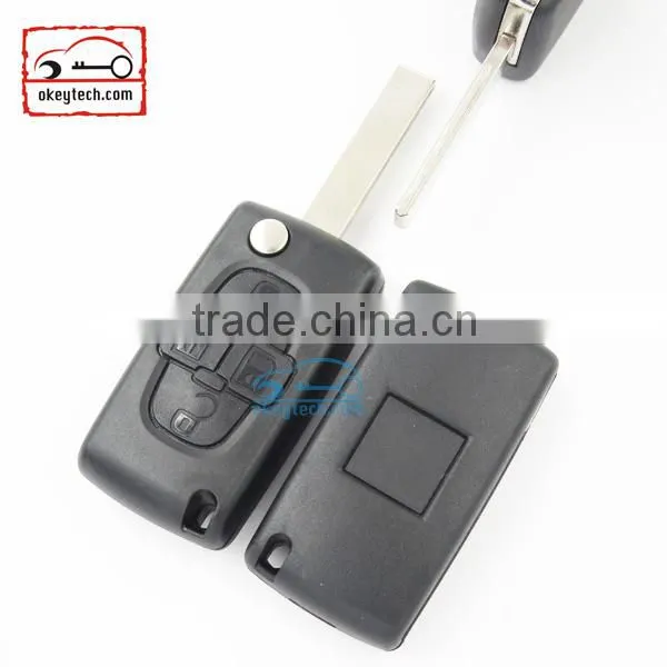 Good Price Peugeot 4 Button Flip Romote Key Shell for 308 Blank With Battery Place Car Key Peugeot 0536 Romote Key Shell photo-2