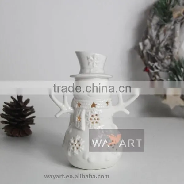 Lovely Christmas Snowman Lanterns Ceramic Snowman Candle Holders photo-4