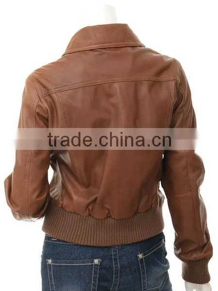 Ladies Leather Jackets With Dress Collar Style photo-2