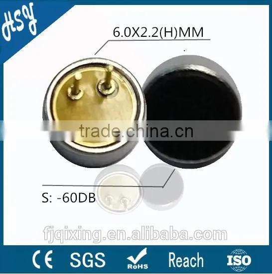 6.0x2.22mm Omnidirectional Electret Condenser Microphone