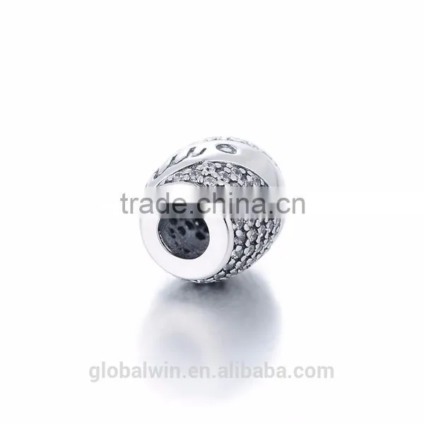 Wholesale Engravable "Marry Me" Custom Wedding Charms Bali Pave Crystal Vintave Thailand Solid Sterling Charms Bead photo-3