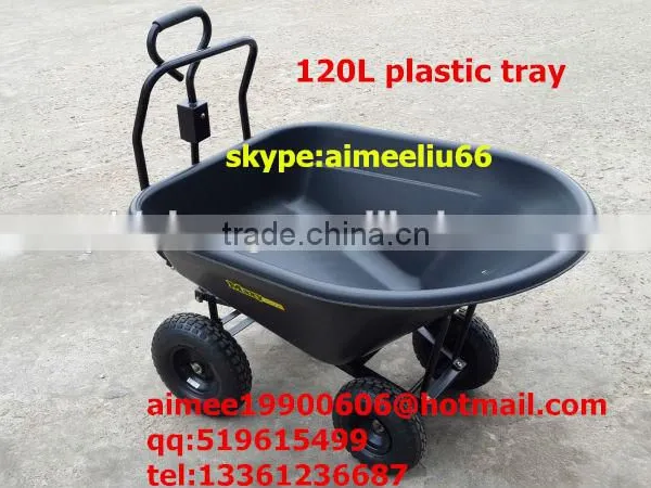 Four Wheels Plastic Tray 130L Wheelbarrow Cart