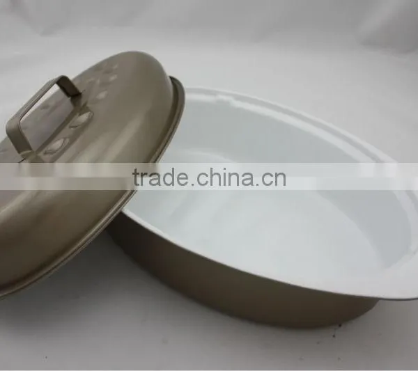 Cookware Chicken White and Black Ceramic Roaster Pan photo-4