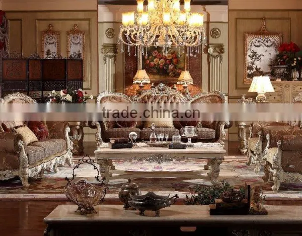 Palace Classic Hand Carved Wooden Upholstery Living Room Sofa Set Furniture(MOQ=1 SET) photo-5