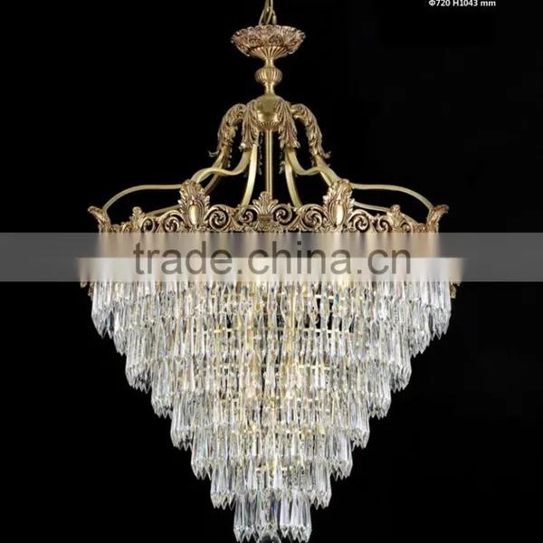 Rococo Style Crystal & Golden Brass Chandelier For Living Room Hotel Hall/ Elegant Crystal Chandelier Decorated Pendant Lamp photo-5