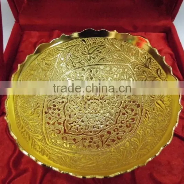 Beautiful Gift Item, Return Gift, Home and Garden Decoration Brass Gold Plated Bowl photo-4