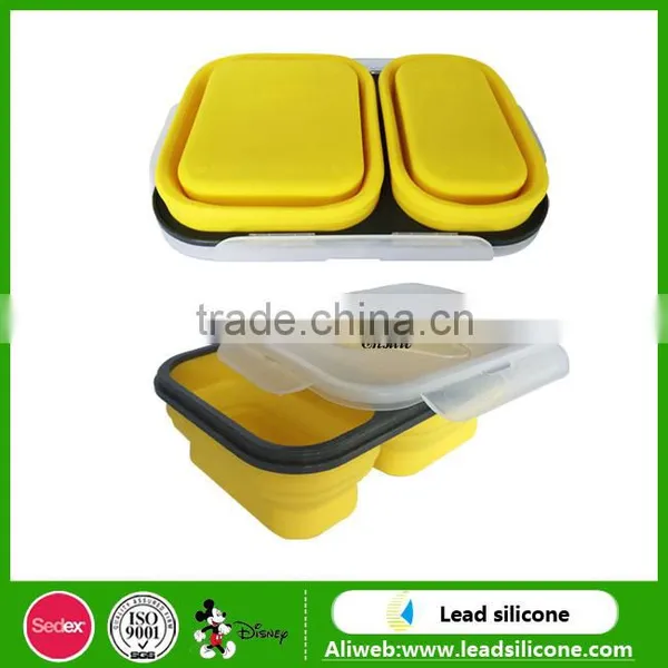 Convenient Collapsible Rectangle Sealed Lunch Box ,Food Grade Silicone Lunch Box photo-2