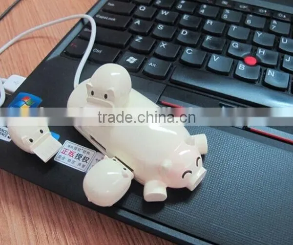 New Arrival Lovely Cartoon Pig Design 3 Port USB Hub 2.0 USB Interface Promotion Gift Choice Present With Card Reader Function photo-4