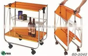 Best Sell Restaurant Folding Kitchen Wooden Tea Serving Trolley Cart photo-6