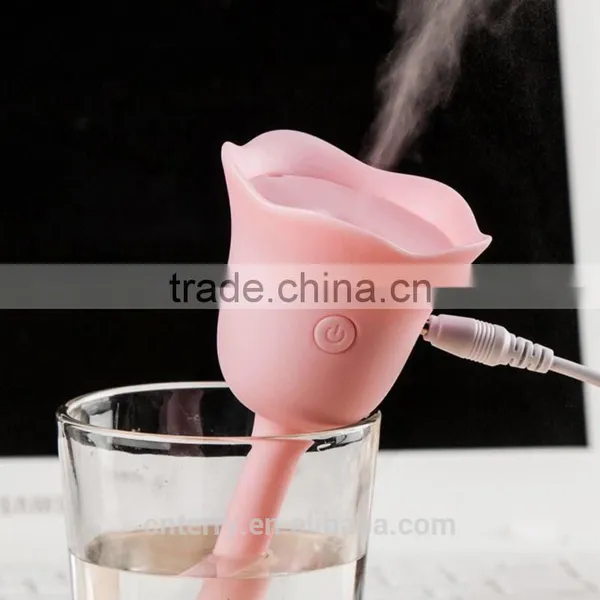 USB Portable Mini Flower Humidifier Rose Tulip Shape Air Diffuser Mist Make photo-4