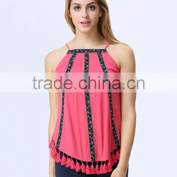 New Design China Clothing Manufacturers Petite Tassels Top For Women photo-3