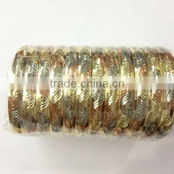 Imitation Jewelry, Gold Plated Bangles, Diamond Cut Bangle, Fashion Jewelry, Tri Color Plated Bangle photo-3