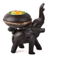 Thailand Natural Wooden Elephant Candle Holder Wood Candle Burner 12*10*5cm Wooden Craft Home Decor New Year Gift