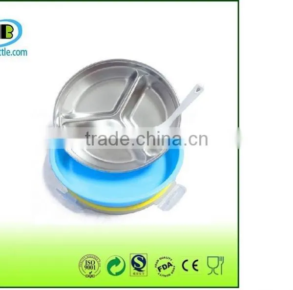2015 Hot Selling New Round Stainless Steel Children Lunch Box With Divide photo-3