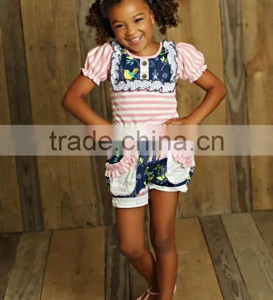 Hot Sale Summer 2pc Children Clothes Flutter Sleeve Knit Cotton Outfit Baby Girl Clothing photo-5