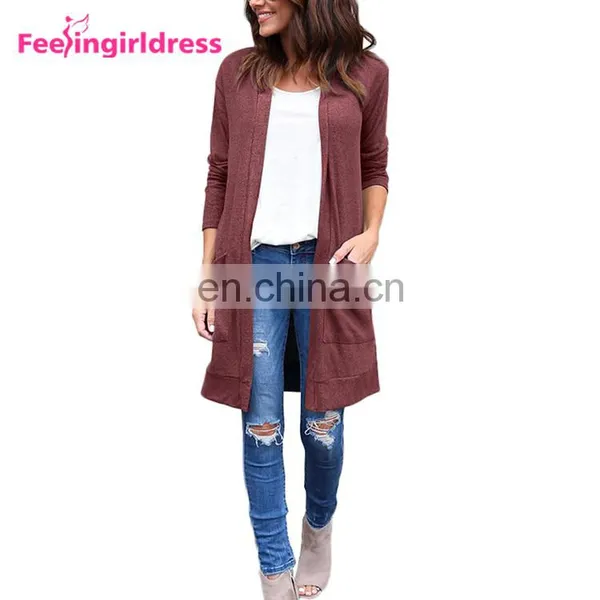 New Design Autumn Fashion Knitting Patterns Sweater Coat Women Long Cardigan photo-2