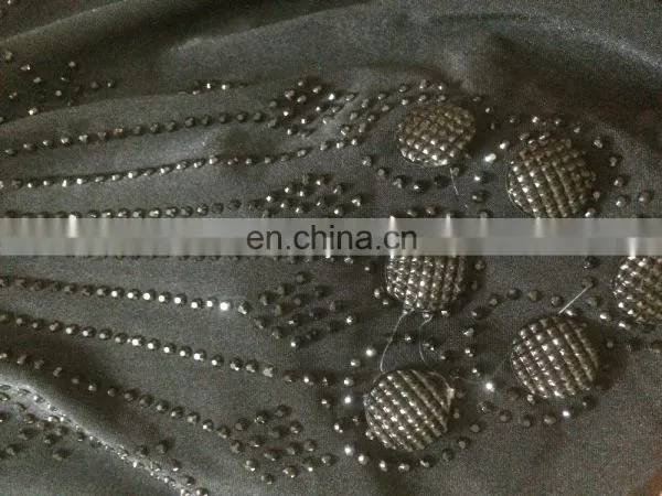 Black Colour Lycra(Stretchable) + Velvet With Stone Button Work & Embroidery Work / Islamic Wear Lycra Burkha Collection photo-4