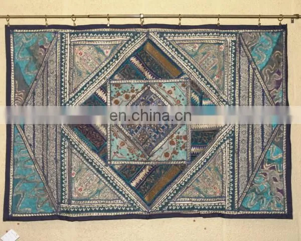 Designer Silk Cotton Old Sari Patchwork Wall Hangings and Tapestries photo-4
