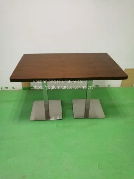 Quality Modern Rectangular Restaurant Table with Solid Wood Table Top in Walnut