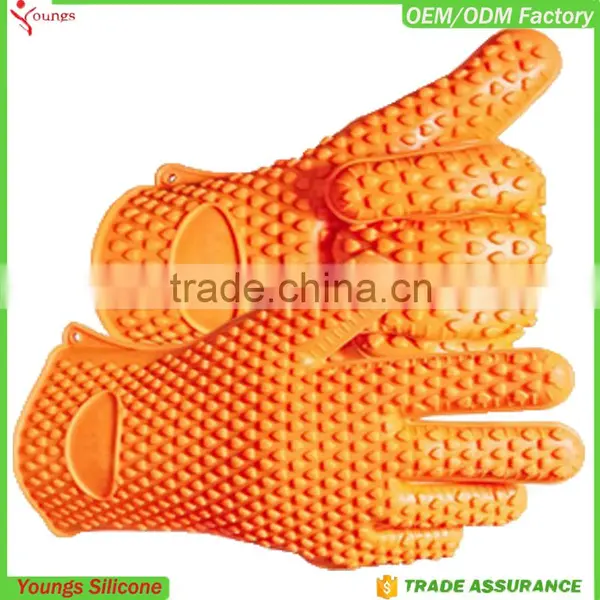 Silicone Oven Gloves With Fingers FDA Waterproof Glove BBQ Safety Glove photo-5